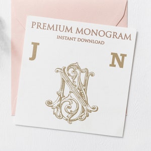 JN NJ Wedding Duogram, Wedding Monogram | Wedding Logo | Invitation Logo | Stationery Letterhead | Home Decor | Family Initials | Crest