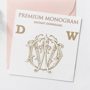 DW, WD, Wedding Duogram, Wedding Monogram | Wedding Logo | Invitation Logo | Stationery Letterhead | Home Decor | Family Initials | Crest