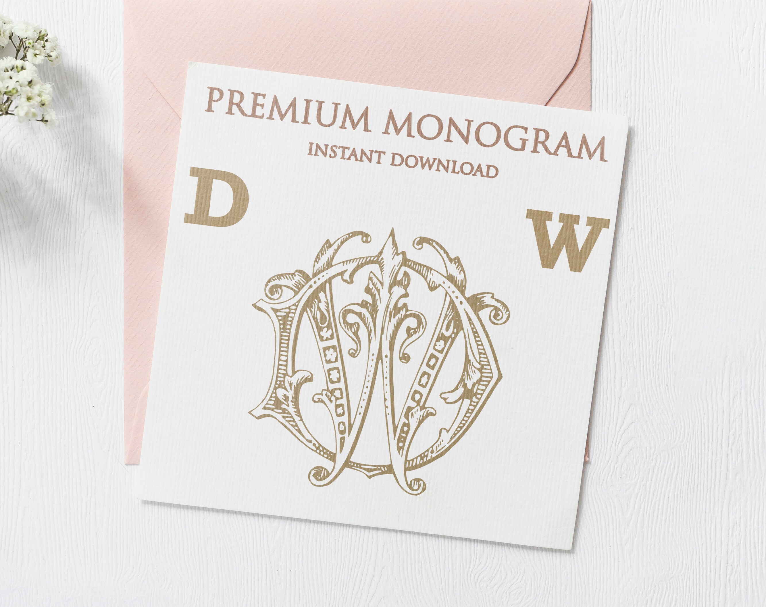 WD 2 Letter Monogram Digital Download - Wedding Monogram SVG