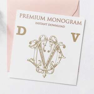 DV VD Wedding Duogram, Wedding Monogram | Wedding Logo | Invitation Logo | Stationery Letterhead | Home Decor | Family Initials | Crest