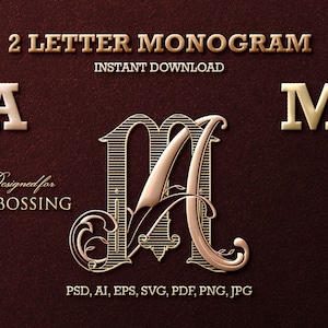 2 Letter Monogram with Letters AM | Digital Download - Wedding Monogram SVG, Personal Logo, Wedding Logo for Wedding Invitations