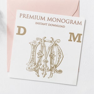 DM MD Wedding Duogram, Wedding Monogram | Wedding Logo | Invitation Logo | Stationery Letterhead | Home Decor | Family Initials | Crest