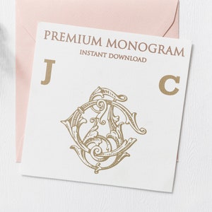 JC CJ Wedding Duogram, Wedding Monogram | Wedding Logo | Invitation Logo | Stationery Letterhead | Home Decor | Family Initials | Crest