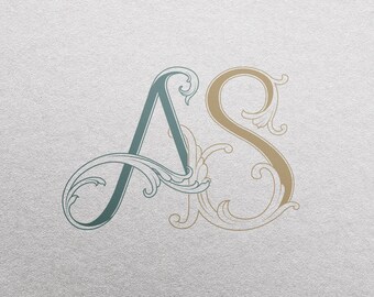 AS Wedding Monogram| Color editable and ready for Canva - scalable vector design for wedding decor, invitations, and personalized gifts