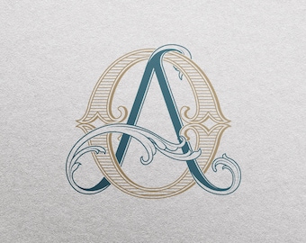 Wedding Monogram (AO): Elegant Initial Logo (Digital Download)