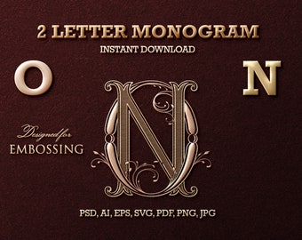 2 Letter Monogram with Letters ON | Digital Download - Wedding Monogram SVG, Personal Logo, Wedding Logo for Wedding Invitations