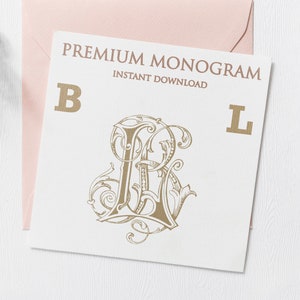 BL LB Wedding Duogram, Wedding Monogram | Wedding Logo | Invitation Logo | Stationery Letterhead | Home Decor | Family Initials | Crest
