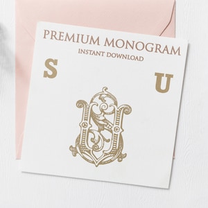 SU US V.2 Wedding Duogram, Wedding Monogram | Wedding Logo | Invitation Logo | Stationery Letterhead | Home Decor | Family Initials | Crest