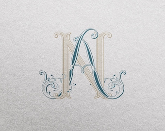 2-Letter Wedding Monogram (AN) - Printable Logo Design (Digital Download)