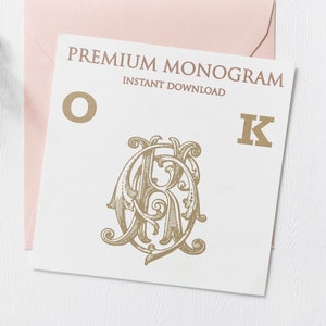 OK KO Wedding Duogram, Wedding Monogram | Wedding Logo | Invitation Logo | Stationery Letterhead | Home Decor | Family Initials | Crest
