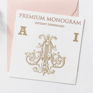 AI IA Wedding Duogram, Wedding Monogram | Wedding Logo | Invitation Logo | Stationery Letterhead | Home Decor | Family Initials | Crest
