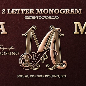 AM 2-Letter Monogram | Digital Download - Wedding Monogram SVG, Personal Logo, Wedding Logo for Wedding Invitations, Letters AM
