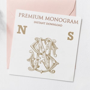 NS SN Wedding Duogram, Wedding Monogram | Wedding Logo | Invitation Logo | Stationery Letterhead | Home Decor | Family Initials | Crest