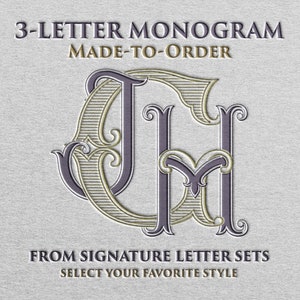 Made-to-order 3-letter Wedding Monogram | Choose Your Style from Signature Letter Sets, Digital, Downloadable SVG for Wedding Design & Decor