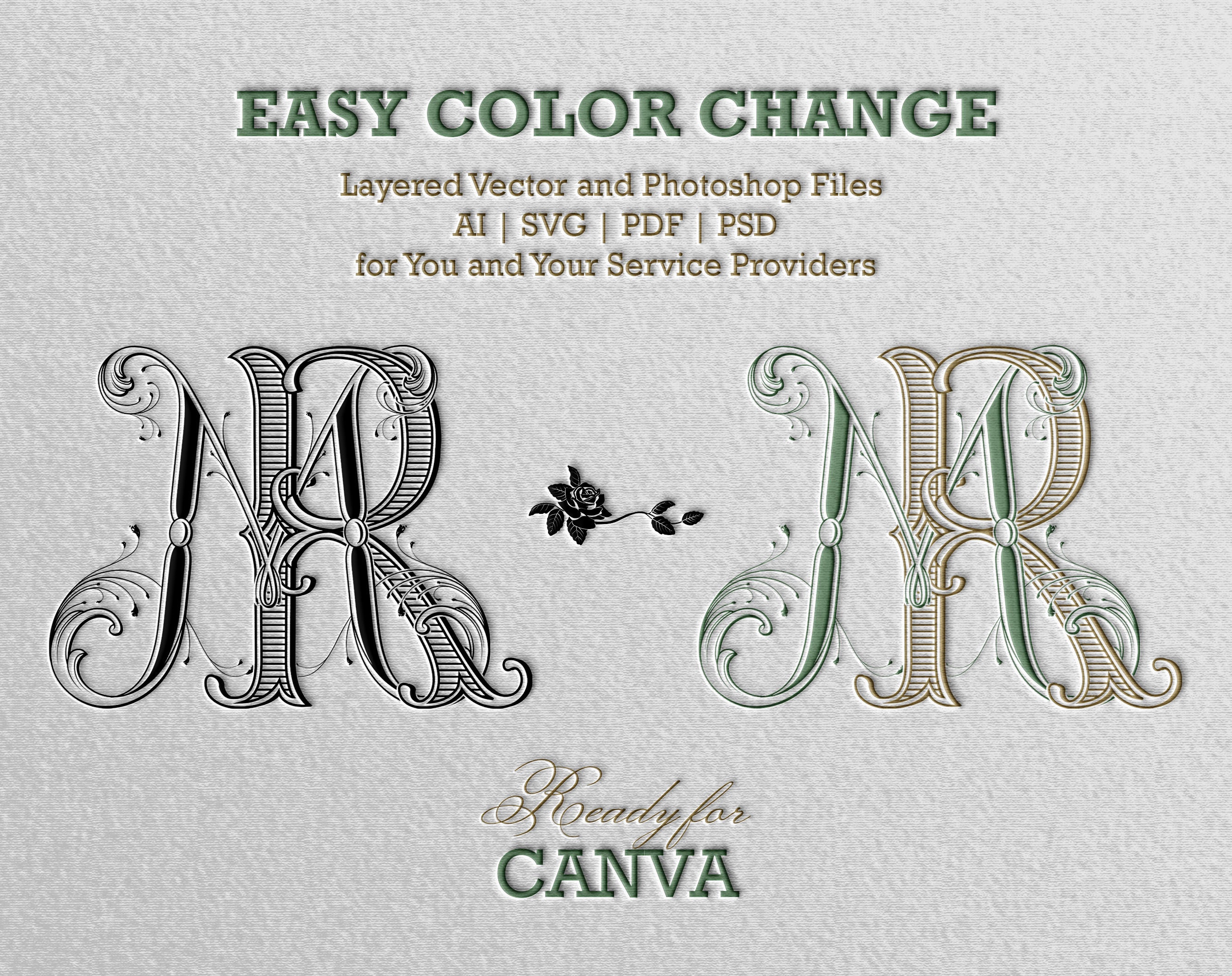 Wedding Monogram Letters M R Wedding Monogram SVG With Letters MR | Digital Download - Wedding ...