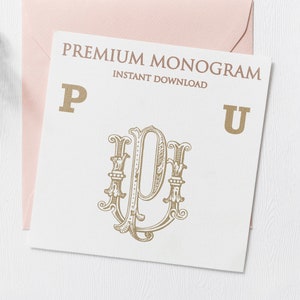 PU UP Wedding Duogram, Wedding Monogram | Wedding Logo | Invitation Logo | Stationery Letterhead | Home Decor | Family Initials | Crest