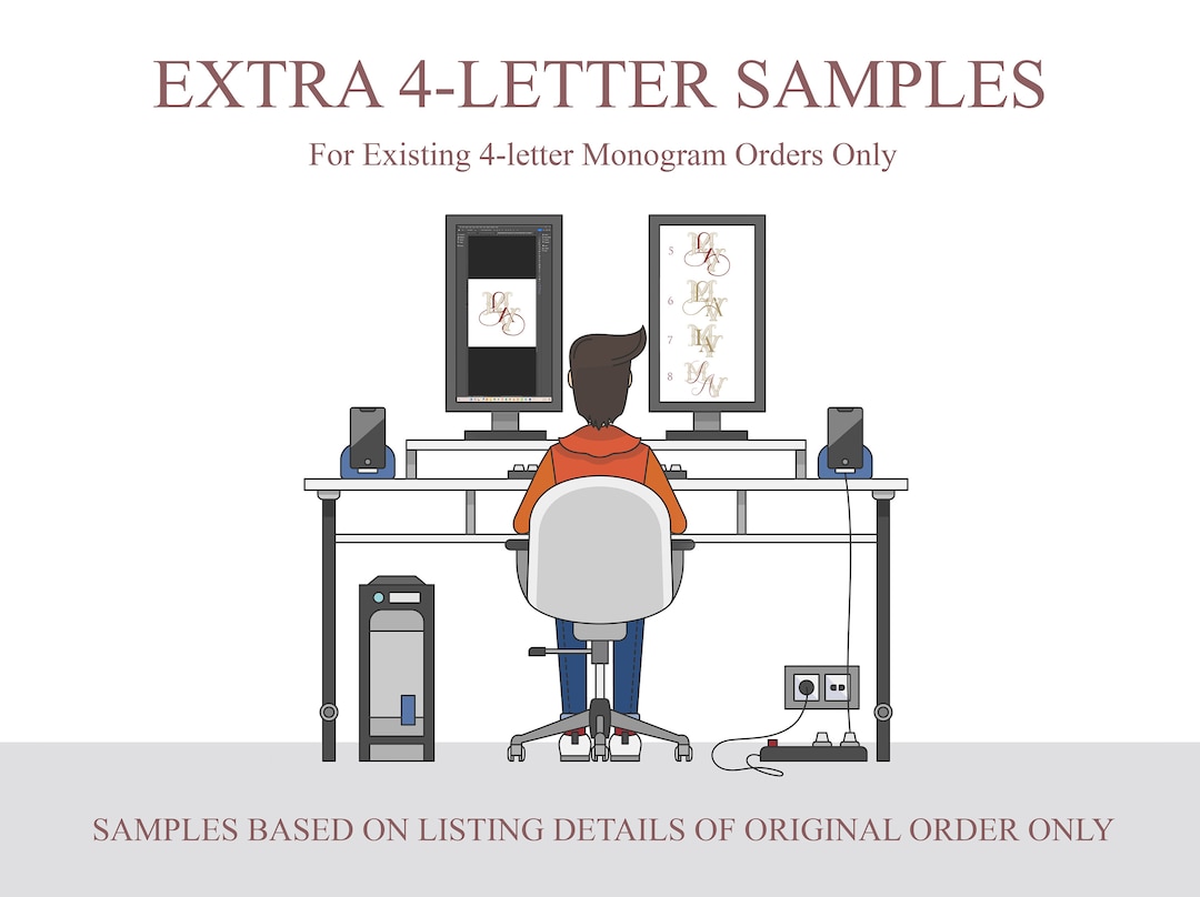 Extra 4-letter Monogram Samples for Existing Orders - Etsy