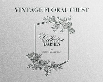 Vintage Daisy Floral Wedding Crest (Digital Download)