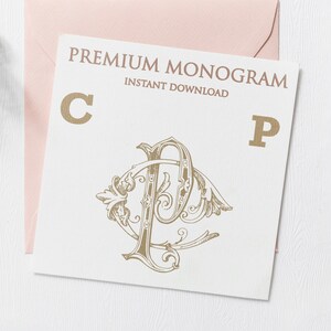 CP PC (V2) Wedding Duogram, Wedding Monogram | Wedding Logo | Invitation Logo | Stationery Letterhead | Home Decor | Family Initials | Crest