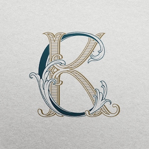 2-letter Wedding Monogram or Personal Logo with Letters CK | Color editable vector design for wedding invitations, personalized gifts, decor