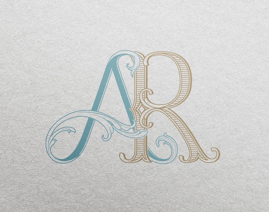 2-letter Monogram (AR) | Digital Download Only - Wedding Monogram SVG ...