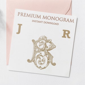 JR RJ V.2 Wedding Duogram, Wedding Monogram | Wedding Logo | Invitation Logo | Stationery Letterhead | Home Decor | Family Initials | Crest