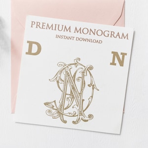 DN ND (V2) Wedding Duogram, Wedding Monogram | Wedding Logo | Invitation Logo | Stationery Letterhead | Home Decor | Family Initials | Crest