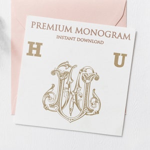 HU UH Wedding Duogram, Wedding Monogram | Wedding Logo | Invitation Logo | Stationery Letterhead | Home Decor | Family Initials | Crest