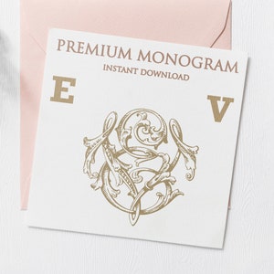 EV, VE Wedding Duogram, Wedding Monogram | Wedding Logo | Invitation Logo | Stationery Letterhead | Home Decor | Family Initials | Crest
