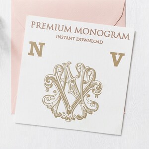 NV VN Wedding Duogram, Wedding Monogram | Wedding Logo | Invitation Logo | Stationery Letterhead | Home Decor | Family Initials | Crest