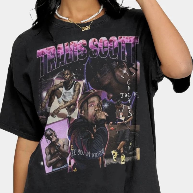 Travis Scott Shirt 90's Vintage Rap Graphic Tee Glass01 | Etsy