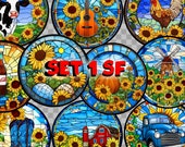 Bundle, 10 transparent stained glass circle images for sublimation, Keychain design, png files SYIdesigns cricut print & cut wind spinners
