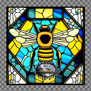 Verbazingwekkende afdrukbare afbeelding van gebrandschilderd glas. Hommel, honingraat, bijenkorf, sublimatie, vierkant, png, jpg, downloaden Syi SYIstudios SYIdesigns