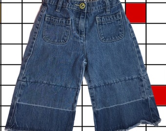 Kidsgirlschildrens loose wide leg floral embroidered fadeddistressed blue denim jeansOsh Kosh BGosh7