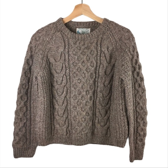 Vintage Fisherman Cable Hand Knit Wool Sweater EUC