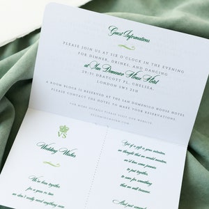 Pasaporte invitación de boda verde salvia con lámina de oro etiqueta de avión grabada, boda de destino, boda en el extranjero, lujo, tarjeta de embarque imagen 7