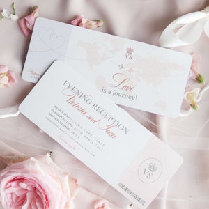 Einladung Trauung/Party/Empfang - Bordkarte/Ticketdesign, Destination Wedding, Heiraten im Ausland, Eintrittskarte