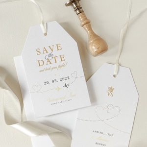 Gepäckanhänger Save-the-Date Karte mit Umschlag, Hochzeit, STD, Einladung, Erinnerung, Anhänger