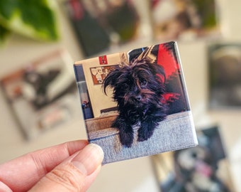 Set of 6 Custom 2-Inch Square Photo Magnets | Personalized Fridge Magnet | Cute Pet Photo, Family, Gift for Dog Mom, Pet Parents