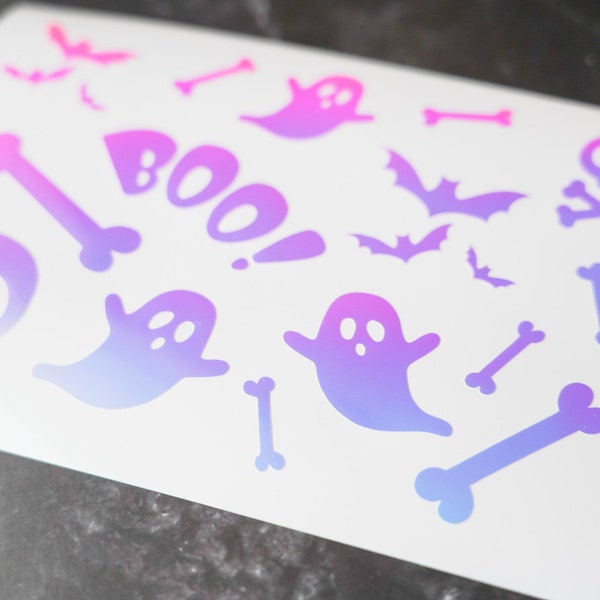 Cute Ghosts, Bones, and Bats Decal Sheet | Halloween |  Kawaii and Cute Decal Sheet for Laptop, Tablet, Switch, Phone, Journaling, and more!