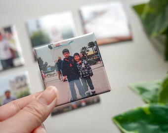 6 Pack of Custom 2 Inch Square Family Photo Magnets | Personalized Refrigerator Magnet | Baby Photos, Cute Gift for Parents and Grandparents