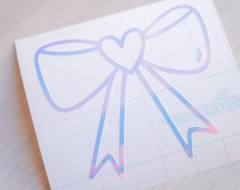Holographic Heart Ribbon | Kawaii Anime Holographic Shiny Vinyl Decal | Customize Laptop, Tablet, Switch, etc