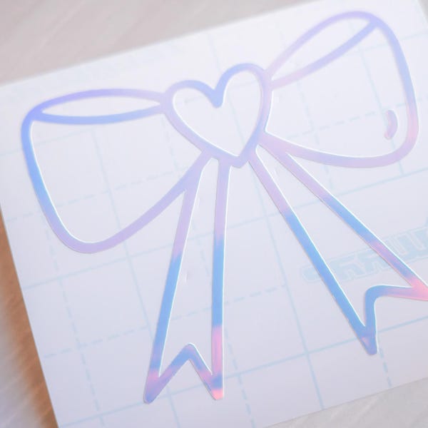 Holographic Heart Ribbon | Kawaii Anime Holographic Shiny Vinyl Decal | Customize Laptop, Tablet, Switch, etc