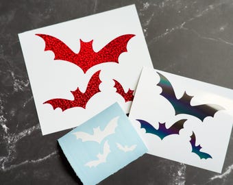 Holographic Flying Bats | Halloween Holographic Shiny Vinyl Decal | Customize Laptop, Tablet, DIY projects and more