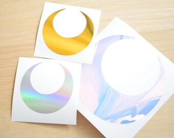 Crescent Moon Vinyl Decal | Holographic Shiny Vinyl | Great for cars, phones, laptop, tablet, and more!