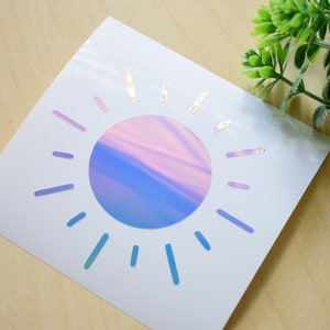 Holographic Simple Sun Decal | Holographic Vinyl | Great for Laptop, Tablet, Switch, Phone, Journaling, and more!