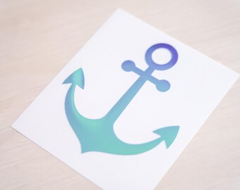 Simple Anchor | Cute Holographic Shiny Vinyl Decal | Customize Laptop, Tablet, Switch, Computer and more!