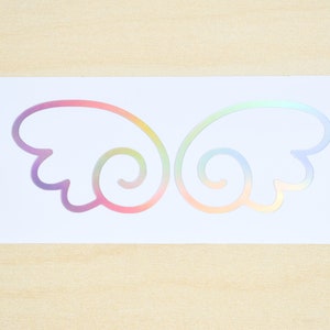Holographic Simple Sakura Wings Decal | Kawaii Anime Holographic Shiny Vinyl Decal | Customize Laptop, Tablet, Switch, etc
