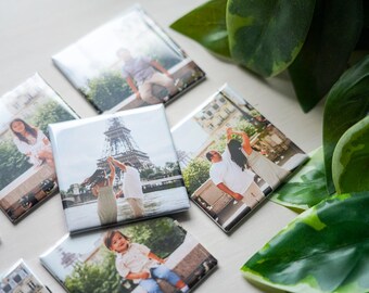 6 Pack of Custom 2 Inch Square Photo Magnets | Personalized | Valentine's Gift, Honeymoon, Wedding, Couple Gift