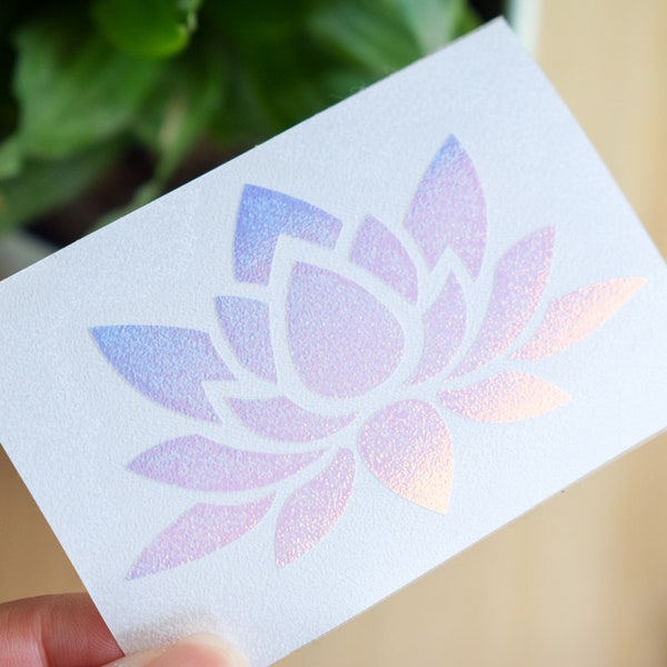 Simple Holographic Lotus  Decal | Holographic Vinyl | Flower Decal | Great for Laptop, Tablet, Switch, Phone, Journaling, and more!